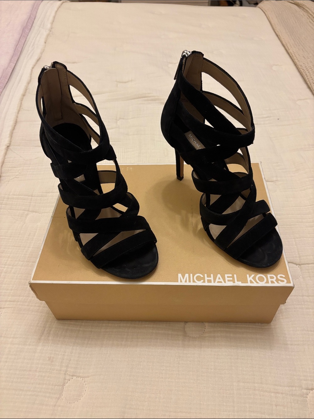 Michael Kors Black Strappy Suede High Heels